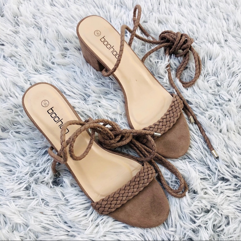 BooHoo Braided Ankle Strap Heels Sandals